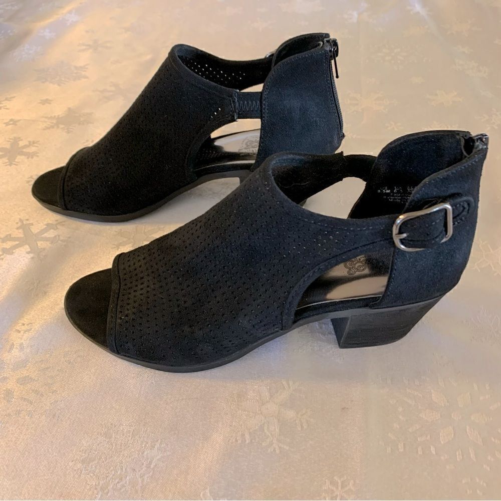 Boho Carlos Santana Peep Toe Boots Laser Cut Vegan Leather Sz 8.5 Gorgeous